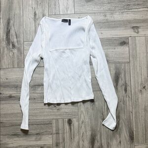 ASOS White Ribbed Long Sleeve Top